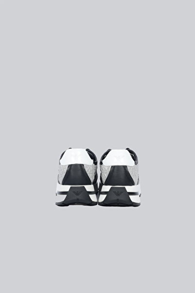 Emporio Armani Women's Embossed Patterned Leather-Look Comfortable Sole Gray Sneaker Ew003060 Af19771-Mc372