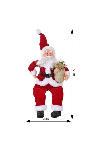 Flippy Decorative toy, Flippy, Santa Claus, 55 cm x 23 cm, Thickness 25 cm, wool, Plush fabric