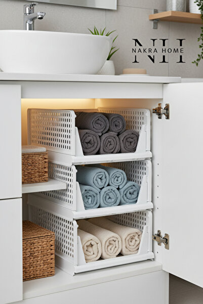 NAKRA HOME 3 قطع من الرفوف المنزلقة متعددة الأغراض - منظم قابل للسحب داخل الخ...