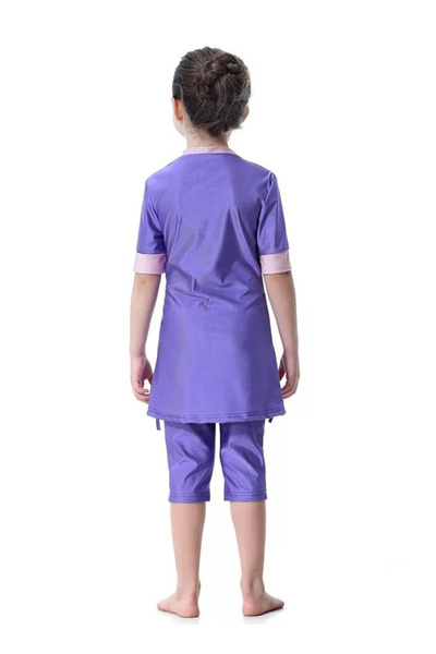 fun zone Generic Round Neck Split Swimsuit Purple