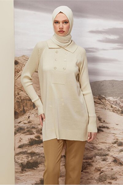 Alvina Shirt Collar Knitwear Tunic 45809
