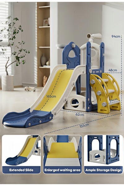 Venpara 6 in 1 Kids Slide, Toddler Playground with Basketball Hoop, Storage