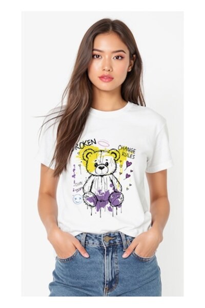 OEM - Tricou unisex Urban Teddy Graphic – 100% bumbac, streetwear, alb
