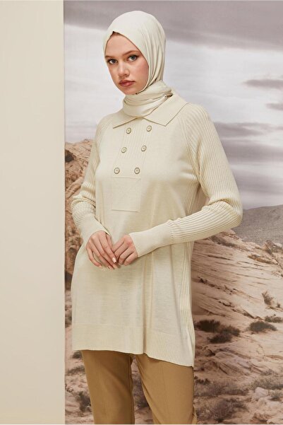 Alvina Shirt Collar Knitwear Tunic 45809