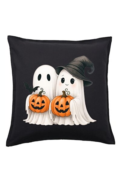 OEM Față de pernă Halloween cu două fantome - Negru 50x50 cm (1x husă + umplu...