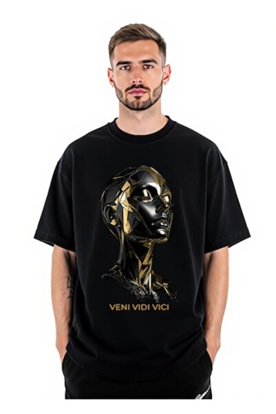OEM Men's Loose Fit T-shirt 'Veni Vidi Vici' – 100% Cotton, Streetwear Graphic, Size S