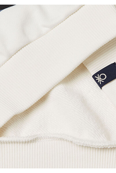 United Colors of Benetton Boy's ecru batwheels Printed ribbed sweatshirt with logo label Hooded