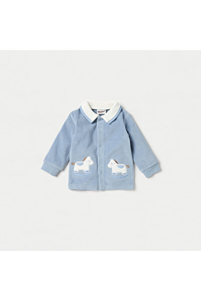 giggles Rocking Horse Applique Long Sleeves Shirt and Velour Pyjama Set