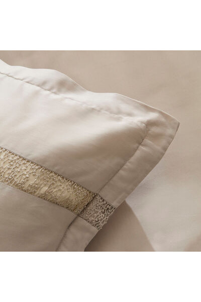 Karaca Home Lumi 100% Cotton Satin Double Satin Duvet Cover Set Stone