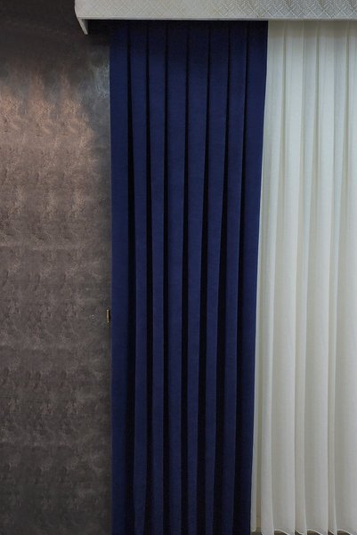 lissehome Mosso Background Curtain Solid Color Dark Navy Blue