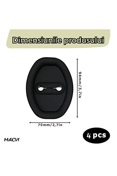MACVI ® Set of 4 Silicone Caps for Car Door Locks, Protection and Decoration, Black