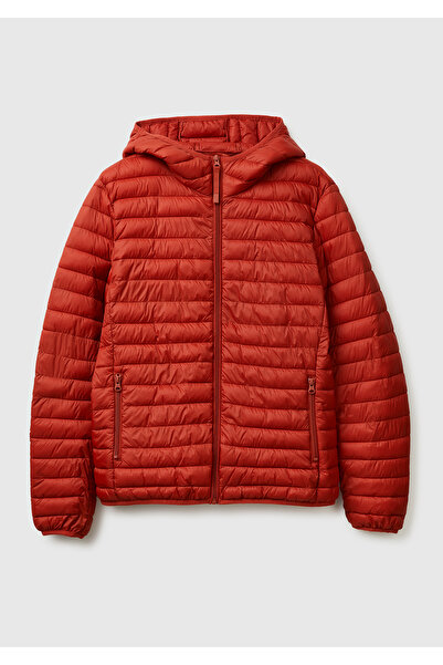 United Colors of Benetton Men's Red Polyester Filled Regular Fit Hooded Puffer Coat