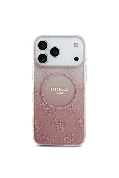 Guess MagSafe Gradient Glitter PC & TPU Case for iPhone 17 Pro, Slim & Protective Design – Pink