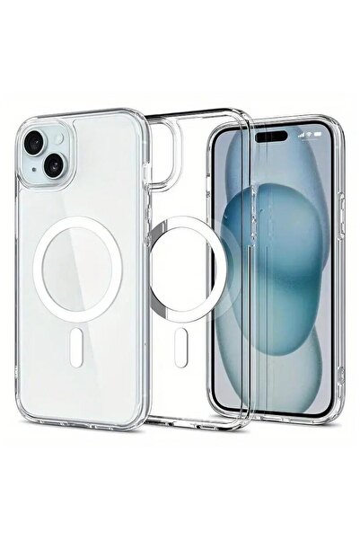 Zebana Apple iPhone 15 Uyumlu Kılıf Sararmaz ClearMag Kılıf (M-Safe Uyumlu) Ş...