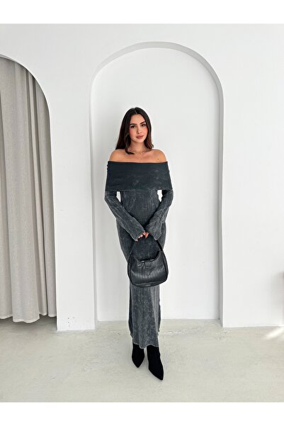 b buhari bykoc Madonna Yaka Yikamali Uzun Triko Elbise