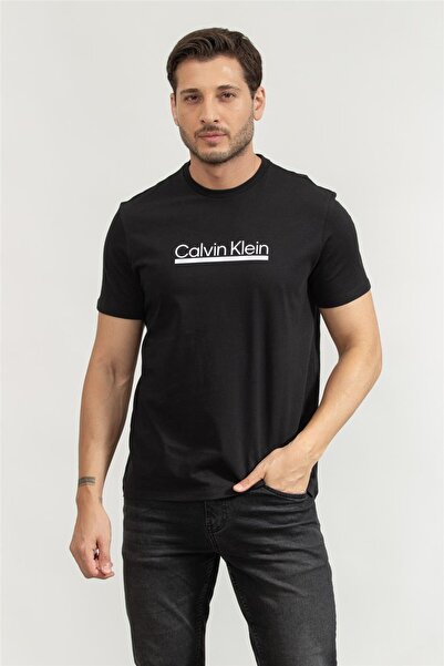 Calvin Klein SS 30s EU SP OUTLINE TAPE GRAPHI Erkek SİYAH T-shirt LV04RC852G-UB1