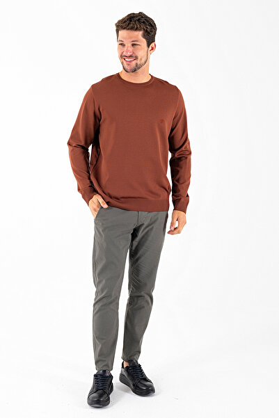 JB John Borners Men's Crew Neck Jb Embroidered Knit Sweater Brown - K-2601Â