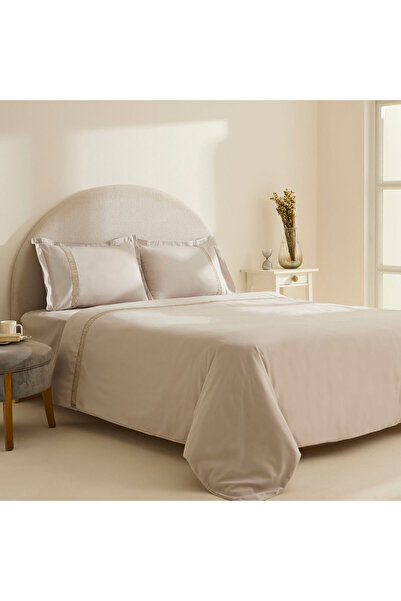 Karaca Home Lumi 100% Cotton Satin Double Satin Duvet Cover Set Stone