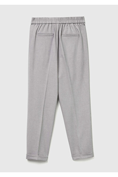 United Colors of Benetton Women's grey viscose blend side and back gathered rolled hem trousers