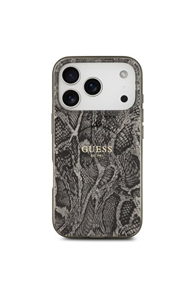 Guess جراب MagSafe PC & TPU بنمط Python وشعار كلاسيكي لجهاز iPhone 17 Pro Max...