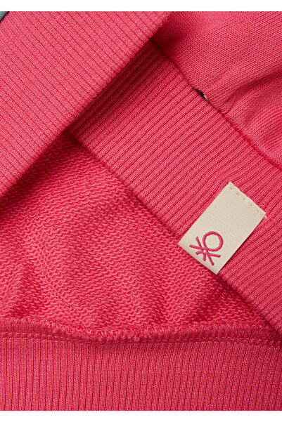 United Colors of Benetton Kız Çocuk Pembe Mix Tamamı Baskılı Logo Etiketli Comfort Fit Sweatshirt