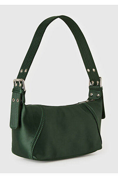 United Colors of Benetton Women's Khaki Green Multi-Pocket Adjustable Strap Zippered Shoulder Bag