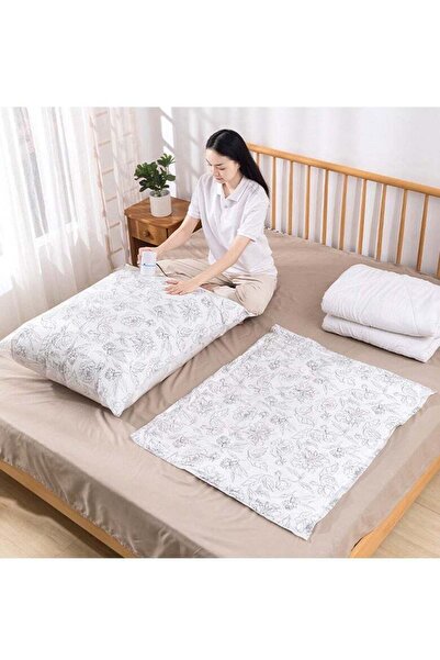 COOYA White Compression Bags with Pattern, Vacuum Compression Storage Bag Set with Hand Pump