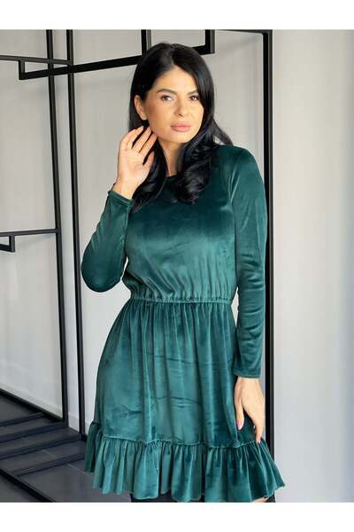 RAMONA BADESCU EXCLUSIVE Rochie damă catifea – rochie scurtă cu volan și mâne...