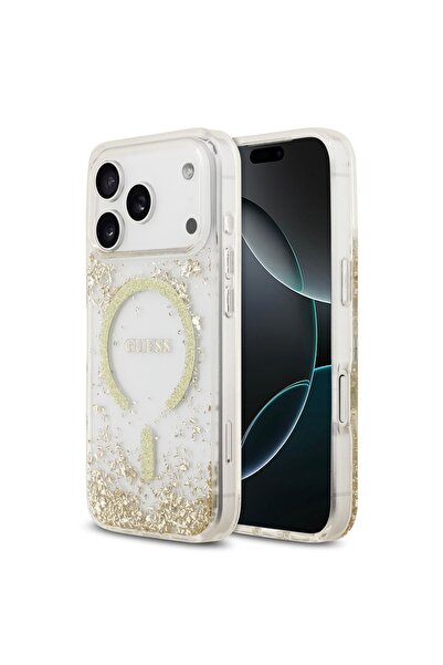 Guess جراب MagSafe اللامع لهاتف iPhone 17 Pro - رفيع، ذهبي، حماية من السقوط، ...