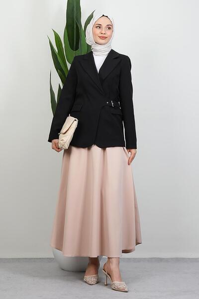 GİYZAMİLA Μπουφάν με πλαϊνή ζώνη μαύρο