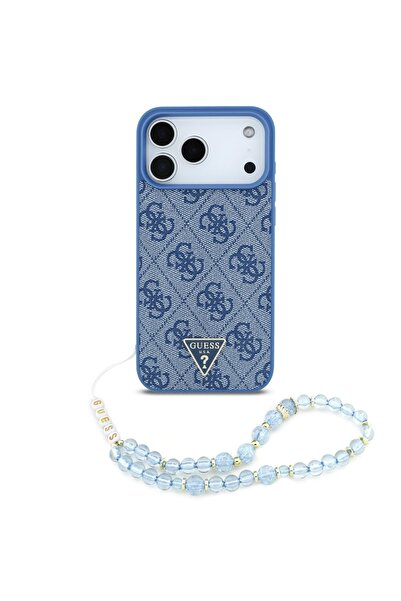 Guess جراب MagSafe 4G من جلد البولي يوريثان مع شعار صغير وحزام معصم لجهاز iPh...