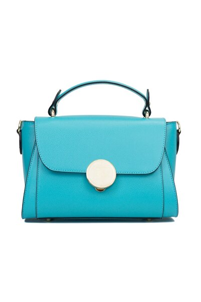 Posete Fagaras Jaime Leather Purse - Light Turquoise, 1 compartment, 1 pocket, adjustable strap