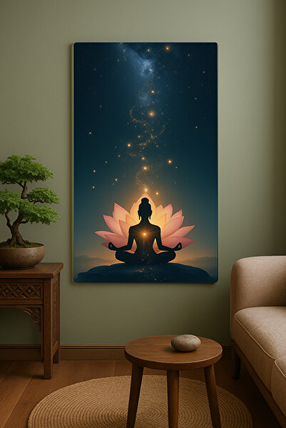 BLT DİZAYN Lotus Meditasyon Cam Tablo Ruhsal Denge ve Huzurun Enerjisi