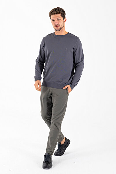 JB John Borners Men's Crew Neck Jb Embroidered Knit Sweater Anthracite - K-2601