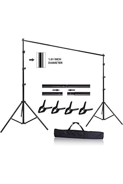 PADOM 10 x 10 Ft Heavy Duty Adjustable Muslin Backdrop Stand Kit (3M x 3M)
