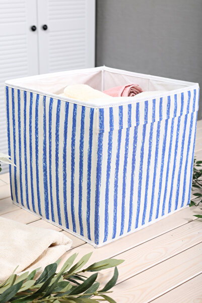 LUXWAY HOME Plava Prugasto višenamenska kutija za odlaganje igračaka bez pokl...