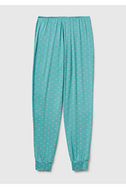 United Colors of Benetton Women's Turquoise Viscose Blend Stretchy Pajama Bottoms