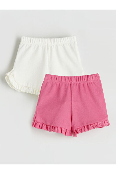 LC Waikiki Beli Lastikli Fırfırlı Kız Bebek Şort 2'li