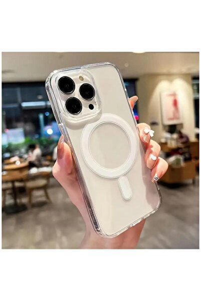 Zebana Apple iPhone 14 Pro Max Uyumlu Kılıf Sararmaz ClearMag Kılıf (M-Safe Uyumlu) Şeffaf