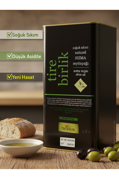 TİRE BİRLİK Soğuk Sıkım Natürel Sızma Zeytinyağı 5 Litre