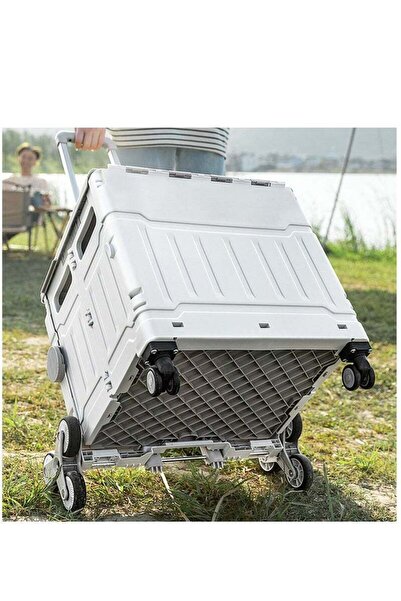 COOYA Storage Box Foldable Utility Cart with Stair Climbing Wheels, Rolling Shopping Trolley with Aluminum