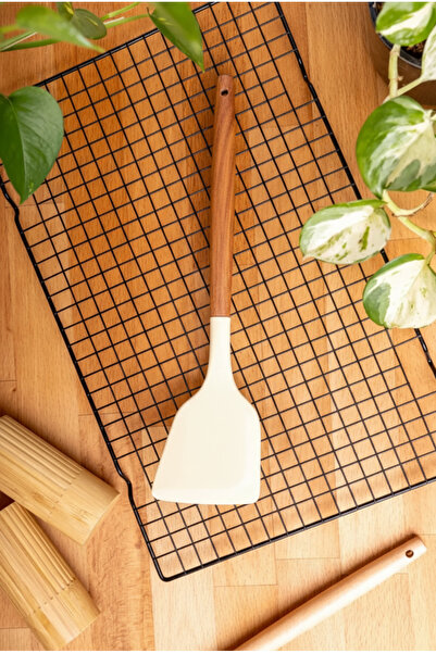 FH finehome ملعقة سيليكون بمقبض من خشب الأكاسيا