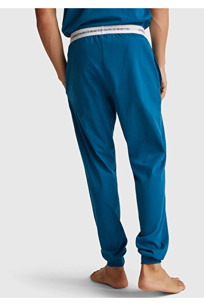 United Colors of Benetton Erkek Mavi %100 Koton Benetton Bel Lastikli Eşofman Altı