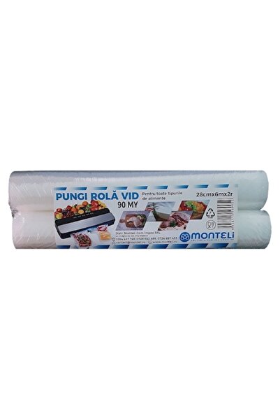 MONTELI Embossed vacuum bag rolls, 90 µm, for all types of food, 28 cm x 6 m, set of 2 rolls