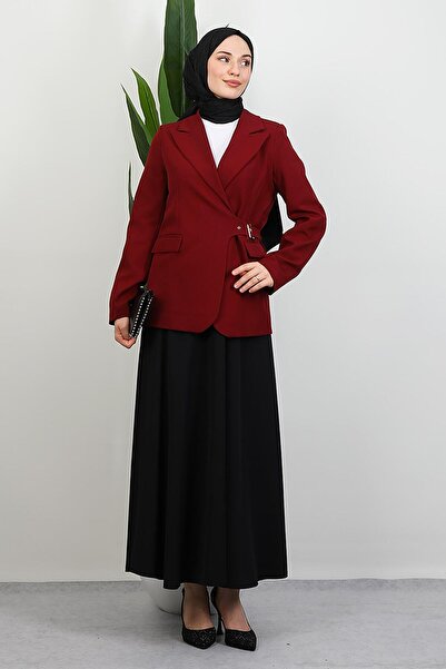 GİYZAMİLA Μπουφάν με πλαϊνή ζώνη μπορντό