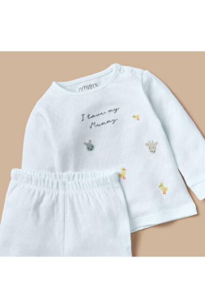 Juniors Embroidered T-shirt and Pyjama Set