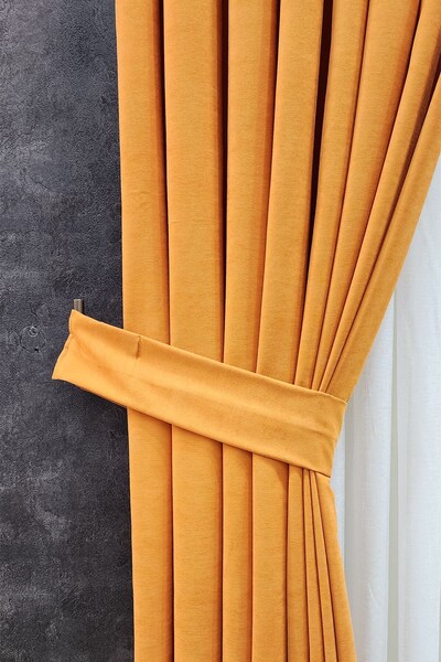 lissehome Mosso Background Curtain Solid Color Orange