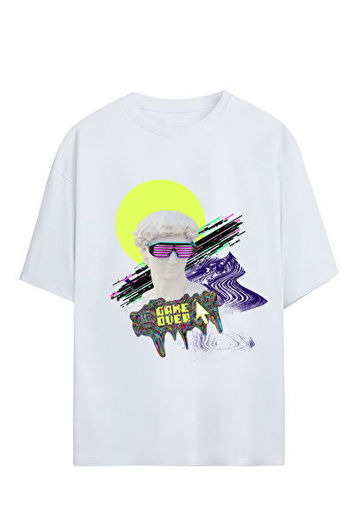 GraffTee تي شيرت قطني بتصميم فضفاض للجنسين