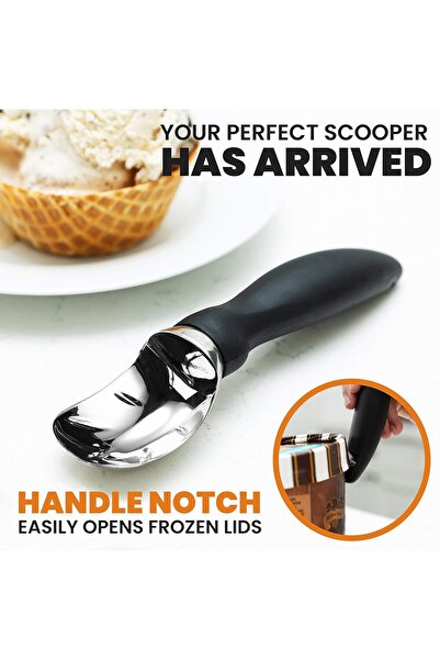 Generic 2Pc Ice Cream Scoop - Professional Dishwasher-Safe Metal Tool with Comfortable Handle (Black)