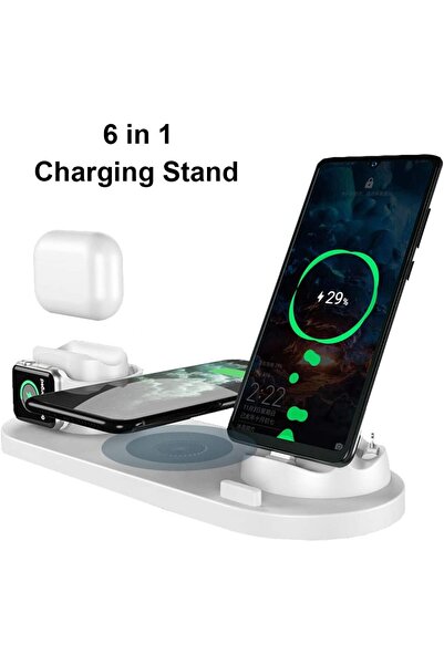 EqiEch محطة شحن لاسلكية 6 في 1، قاعدة شحن سريعة قابلة للدوران 360 درجة لأجهزة...